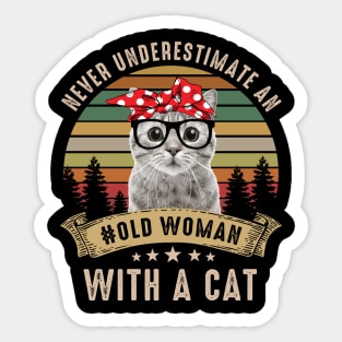 Never Underestimate An Old Woman With A Cat Sticker